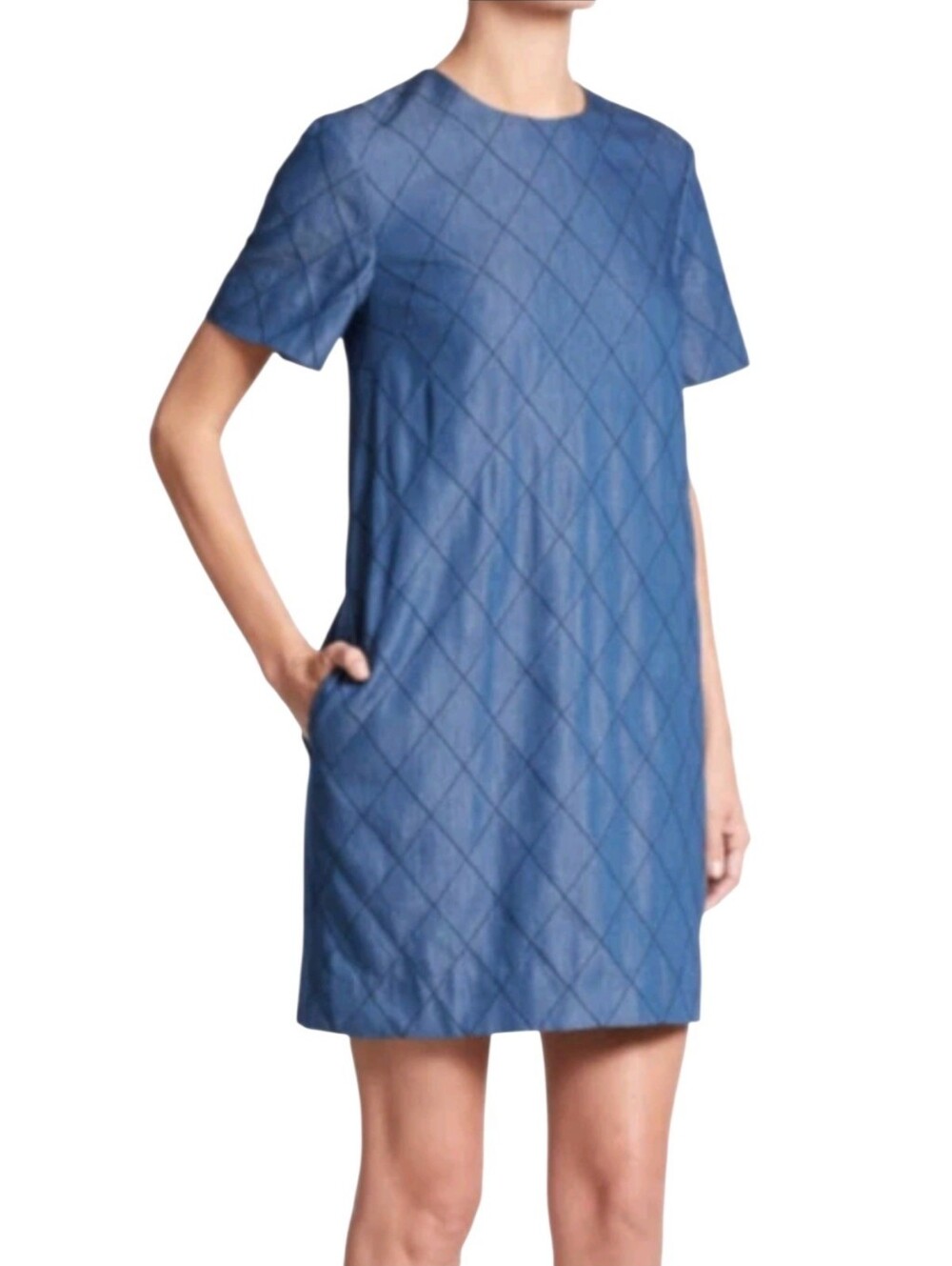 Kate Spade Blue Denim Quilted Shift Dress Size 4‎
